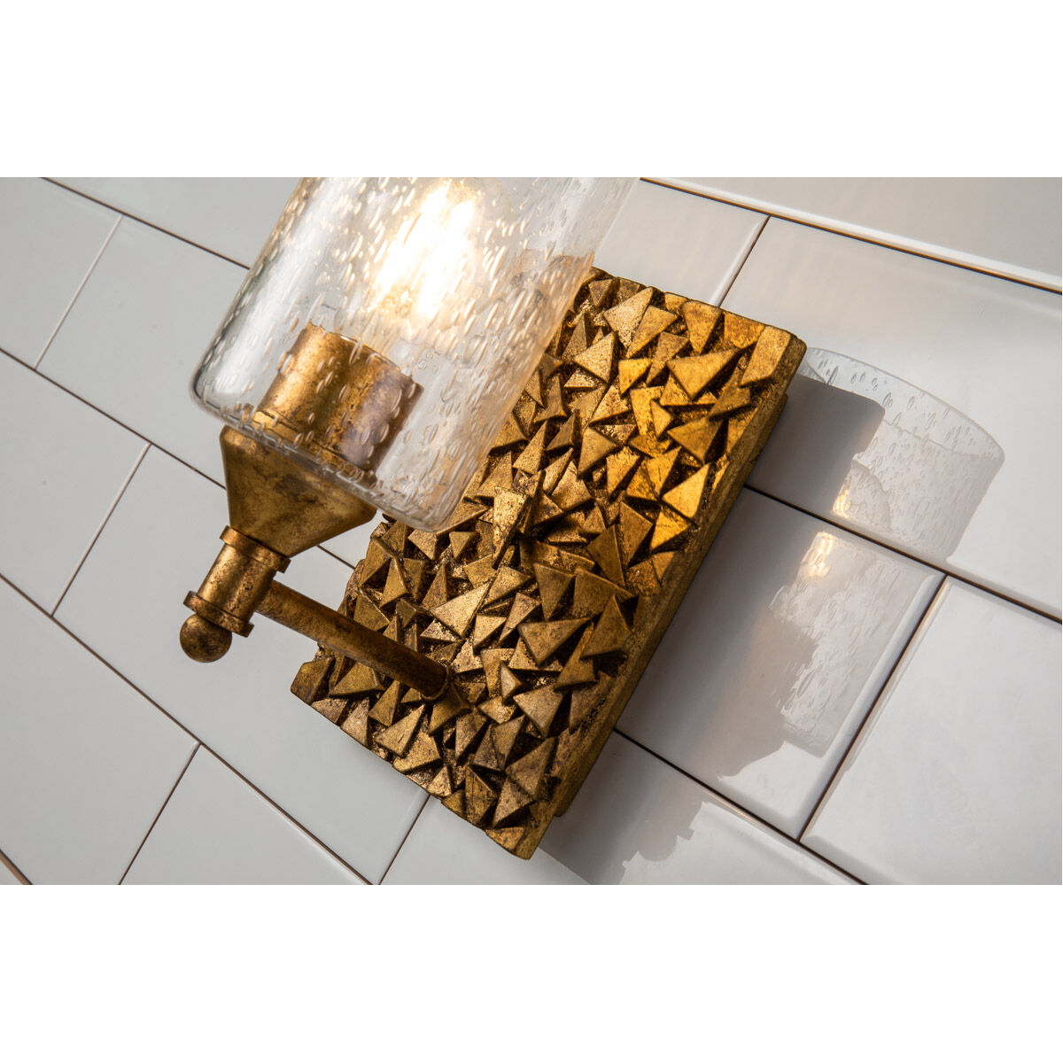 Mosaic 1 Light 6 inch Gold Bath Light Wall Light in Gold Leaf with Antique